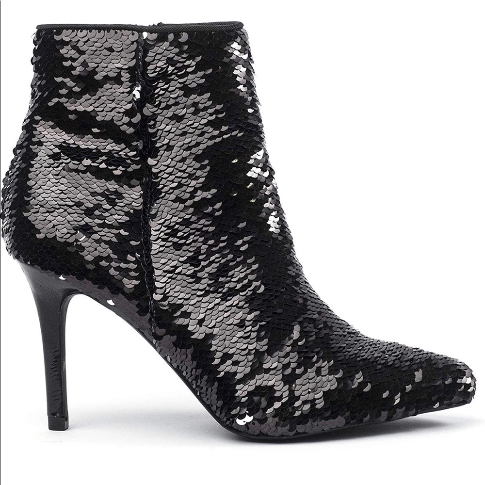 Jane & the shoe black sequin booties